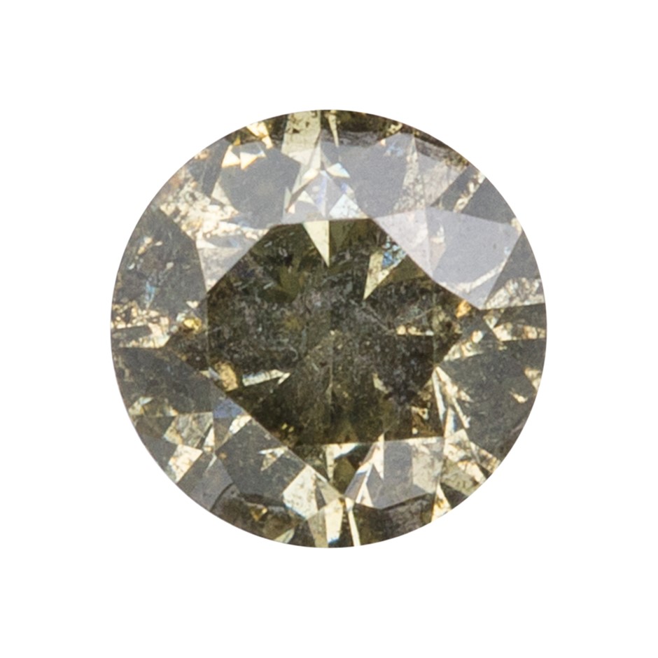 0.09ct Genuine Natural Greenish-Brown Diamond - Round Brilliant Cut