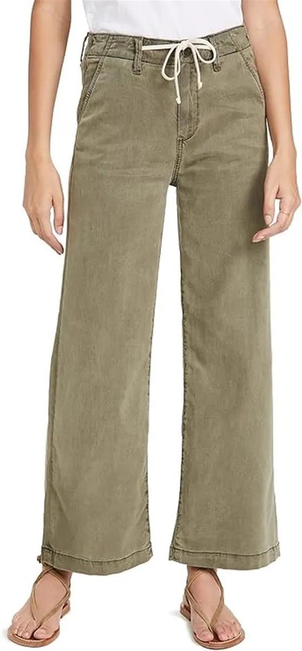 PAIGE Women's Carly Drawstring Pant, Size 32, Vintage Ivy Green.