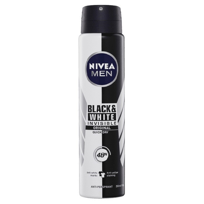 5 x NIVEA MEN Invisible Original Black & White Anti-Perspirant, 250ml.