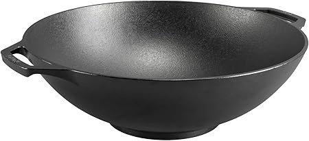 LODGE Pre-Seasoned Cast Iron Wok - Dual Assist Handle, 14 Inch.