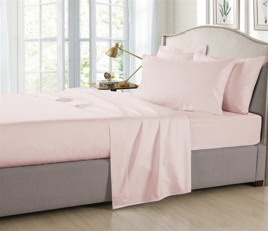 Organic Bamboo Sheet Set 350 Thread Count | Soft Pink | Super King