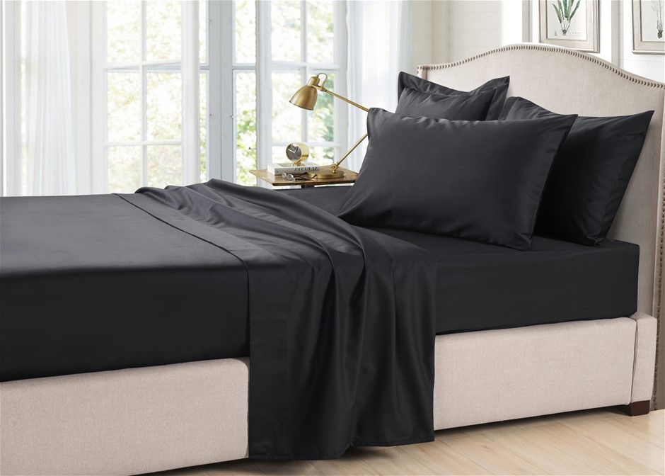 Organic Bamboo Sheet Set 350 Thread Count | Black Charcoal | Double