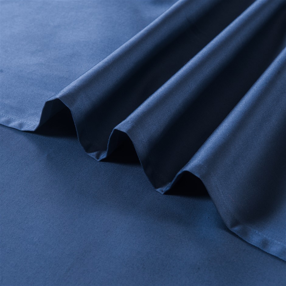 1200 Thread Count Egyptian Cotton Flat Sheet | Midnight Navy Blue | Double
