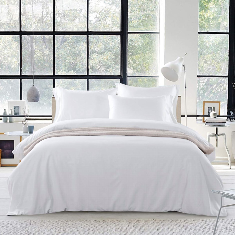 1200 Thread Count Egyptian Cotton Quilt Cover Set| White Dobby Box | Single