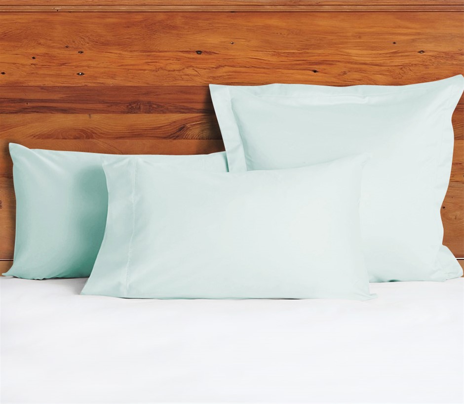 1200 TC Egyptian Cotton Pillow Case Set Hem Stitched | Minty | Standard