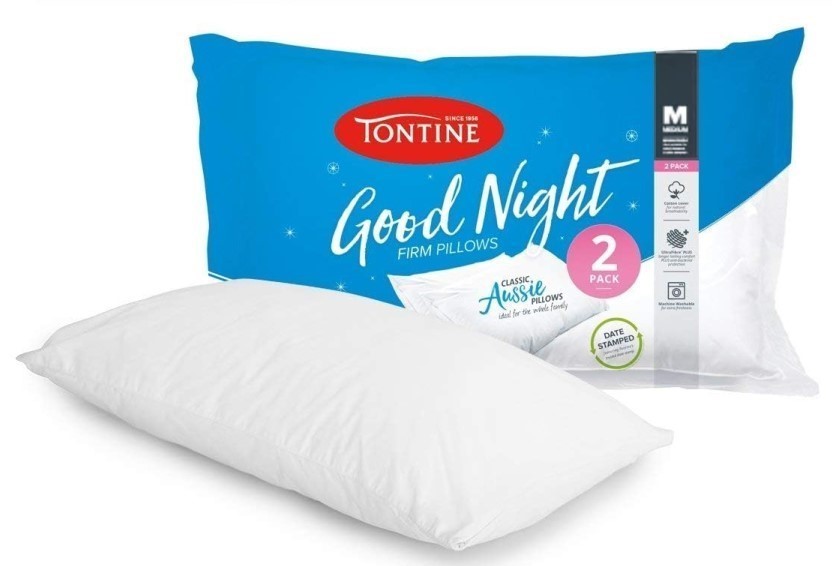 TONTINE Good Night Pillow Duo Pack, Medium Profile, White.