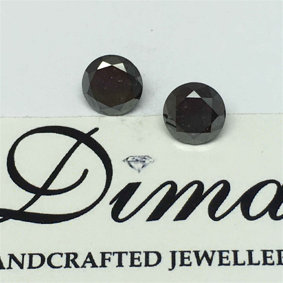 Two Stones Black Diamond Round 1.05ct (4.7mm)