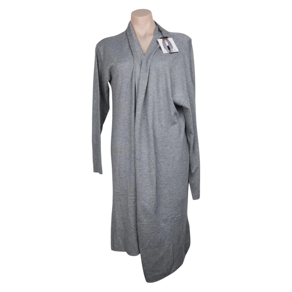 SABA Women's Long Cardigan, Size M, Grey, AG2094. Buyers Note - Discount F