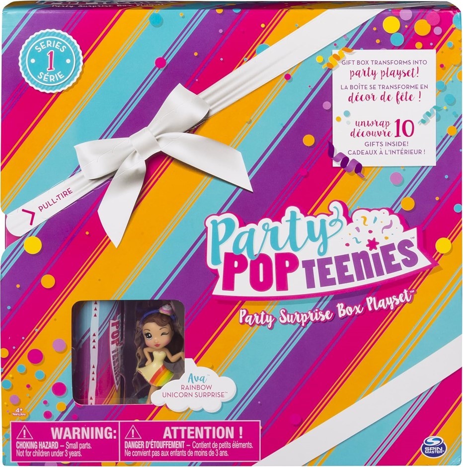 PARTY POPTEENIES Party Surprise Box Playset with Confetti - Ava.