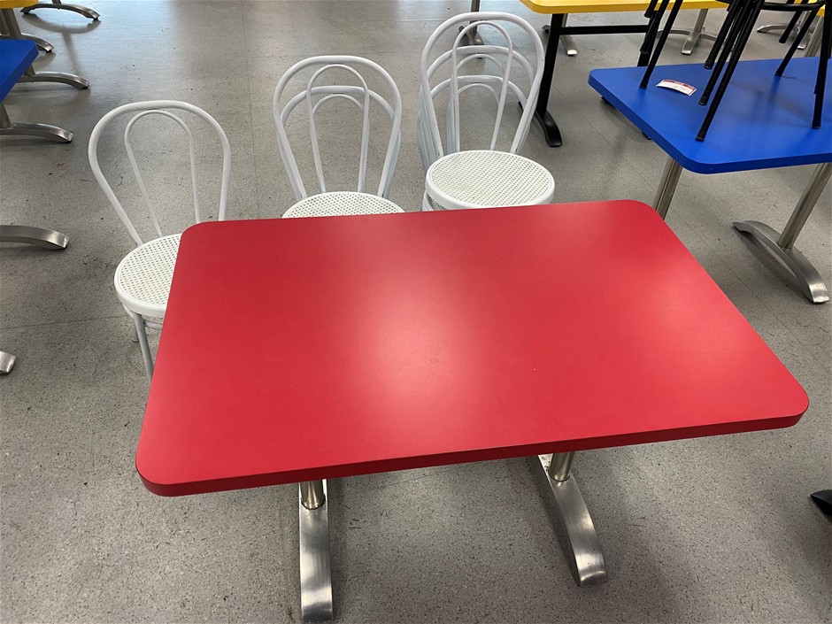 Café table with 6 stackable chairs Auction (0062-8020561) | Grays Australia