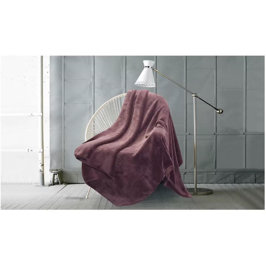 AMARI Luxury Velvet Throw, 152cm x 177cm, Light Brown.