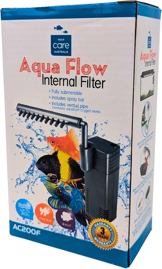 AQUA CARE Aqua Flow Internal Filter, Fully Submersible, Black