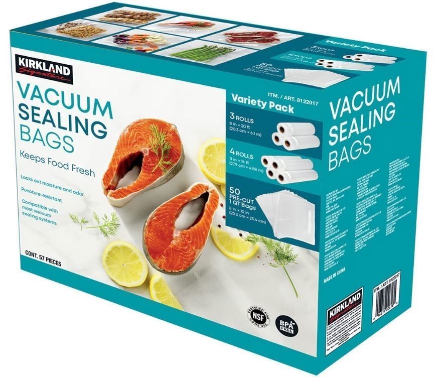 SIGNATURE 57ct Vacuum Sealer Bags Variety Pack. NB: Damaged packaging.