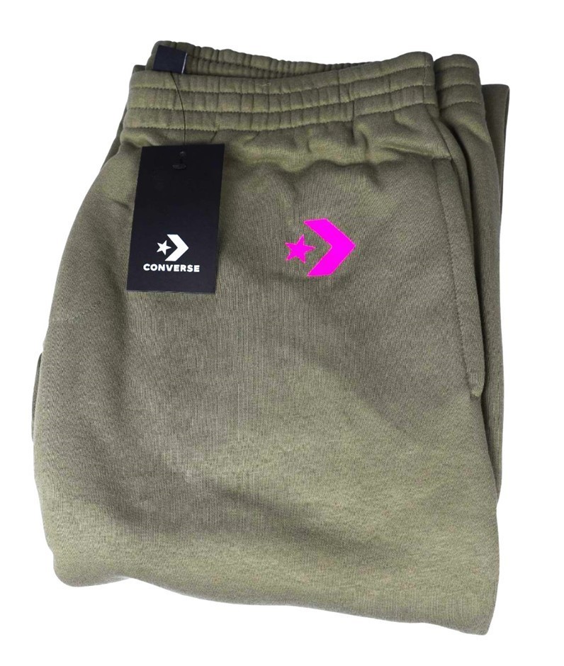 CONVERSE Fleece Sweatpants, Size M, 78% Cotton, Green (322), 10017321-A02.