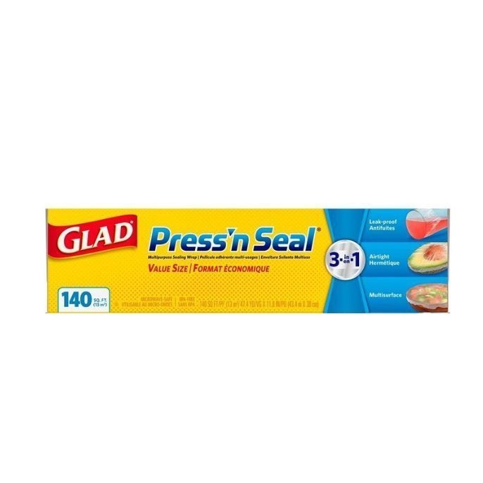 3 x GLAD Press N' Seal, 140 Meters Square. N.B: Damaged packaging.