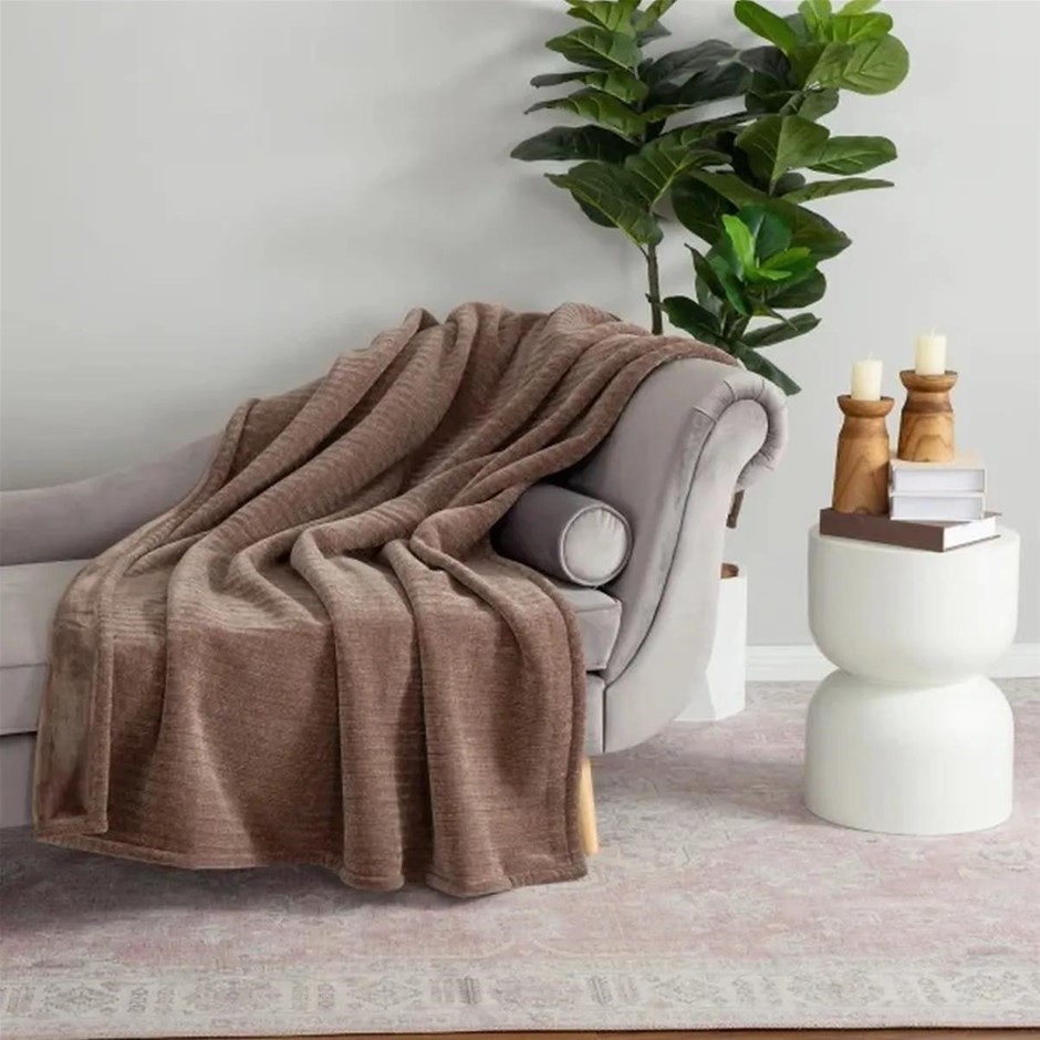 BERKSHIRE Chenille Knit Throw, 152cm x 178cm, Cafe, 100% Polyester. NB: Not