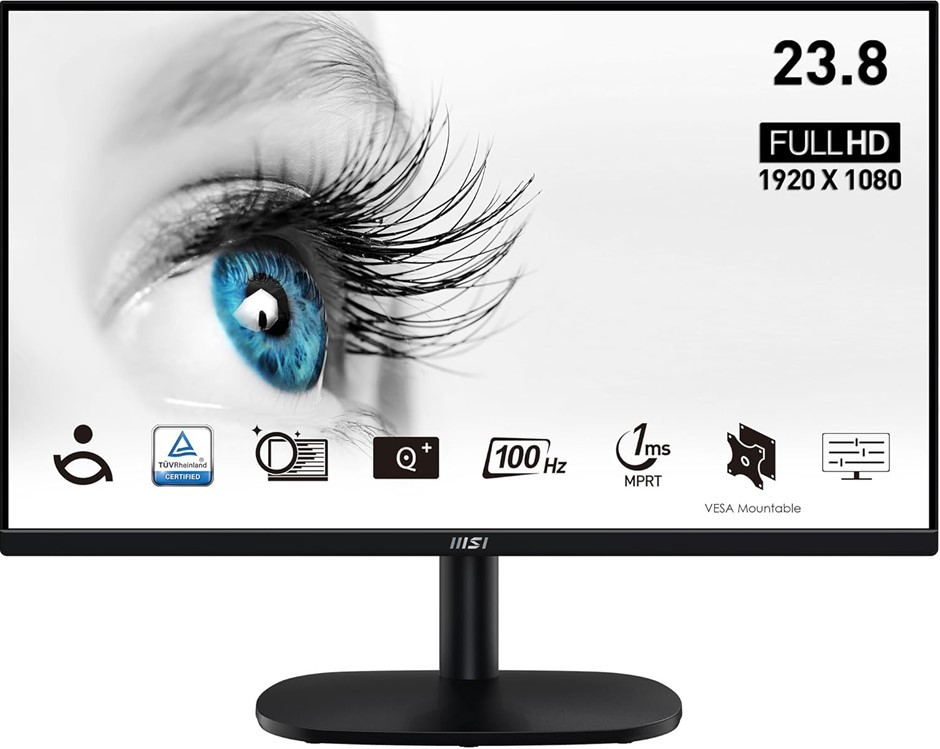 MSI PRO MP245V 23.8" Eye Care Ergonomic Business Monitor, FHD 1920x1080, VA