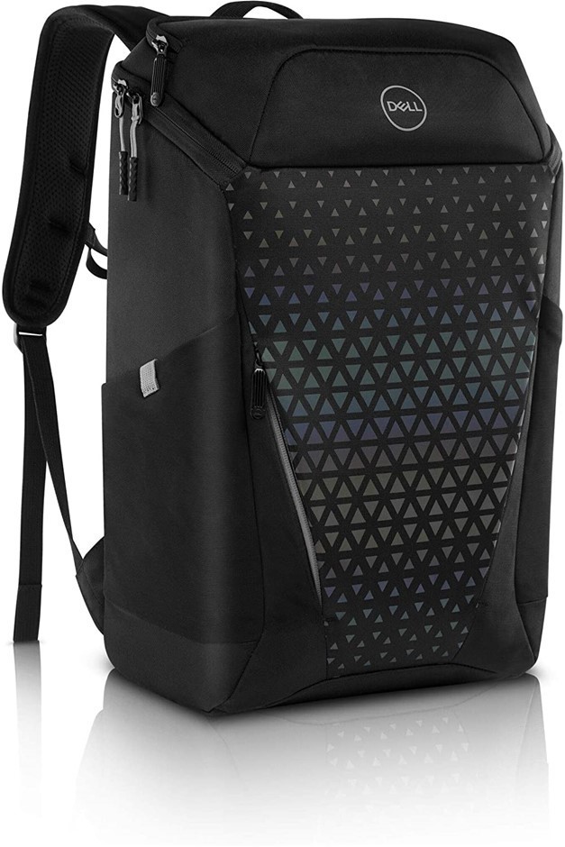 DELL Gaming Backpack 17", Black with Rainbow Reflective Front Panel.