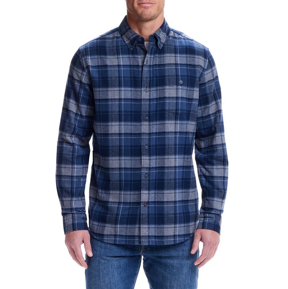 WEATHERPROOF Men's Flannel Shirt, Size XL, 60% Cotton, Blue Ashes. Buyers