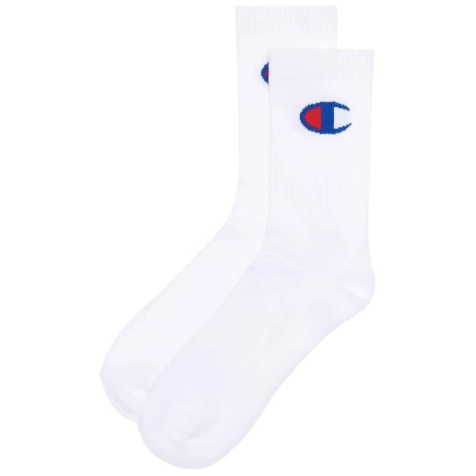 8pk CHAMPION Men's Crew Socks, Size 6-10, Cotton, White (WIT), SXRT8G.