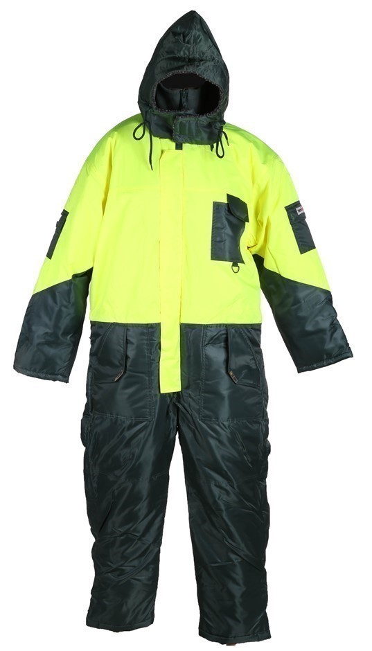 FRONTIER Thermo/Guard Full Freezer Suit, Size S, Nylon c/w Zip Off Hood, Po