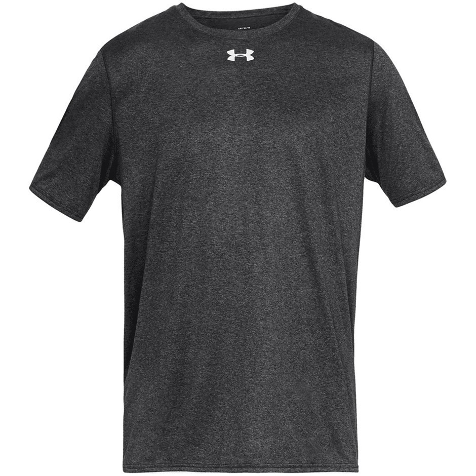UNDER ARMOUR Men's Locker 2.0 Tee, Size S, 100% Polyester, Carbon Heather (