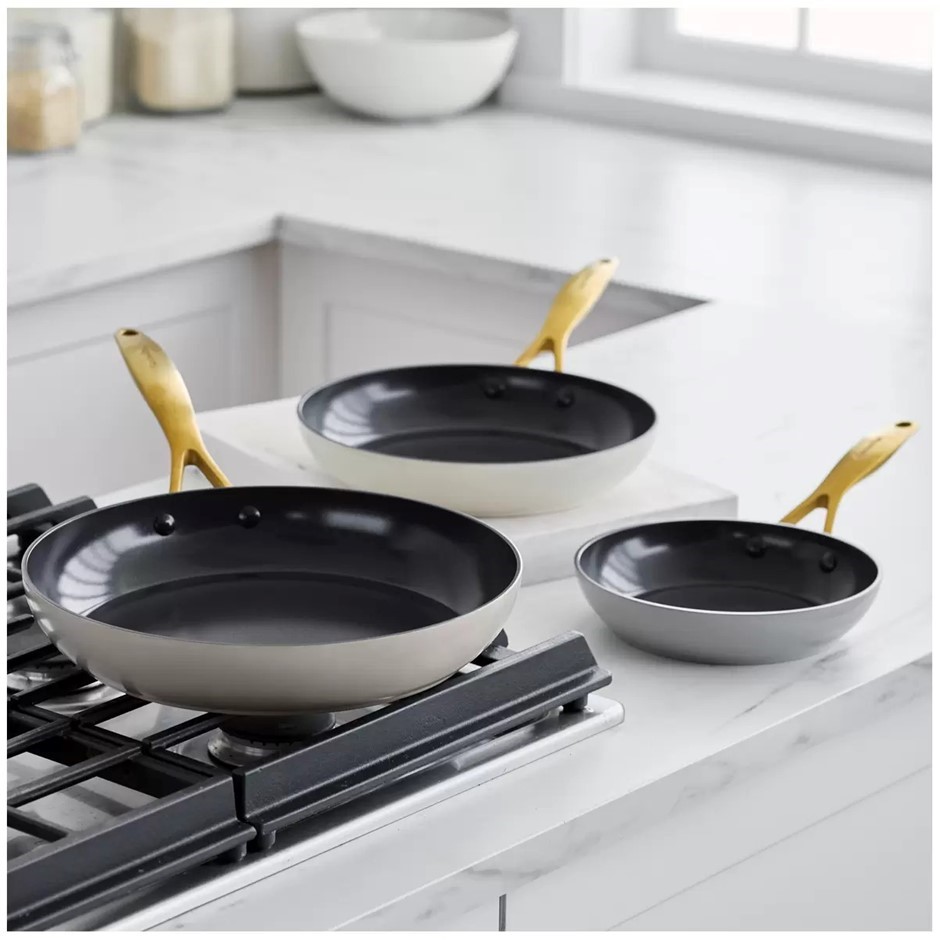 GREENPAN 3-Piece Jewel Ceramic Non-Stick Frypan Set, Incl: 20cm, 26cm & 30c
