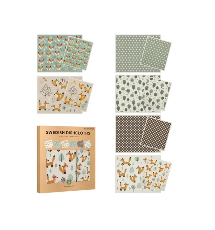 2 x Pack of 12pc EVERGRACE Swedish Dishcloths, Woodland Whimsy & Zen Sereni