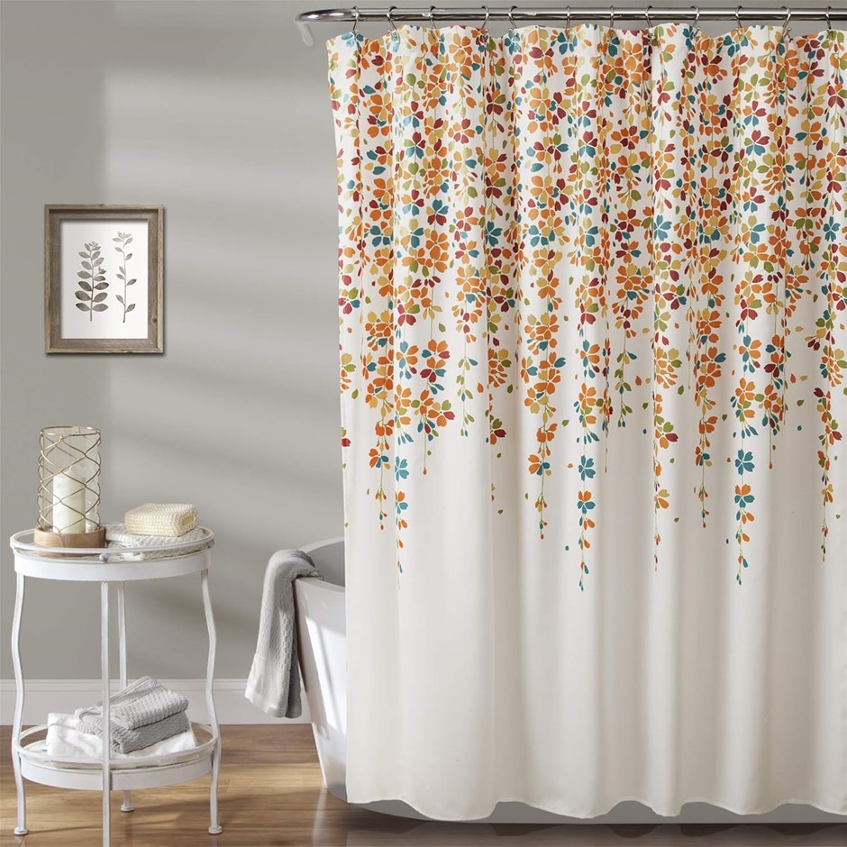 LUSH DECOR Weeping Flower Shower Curtain, 72" x 72".