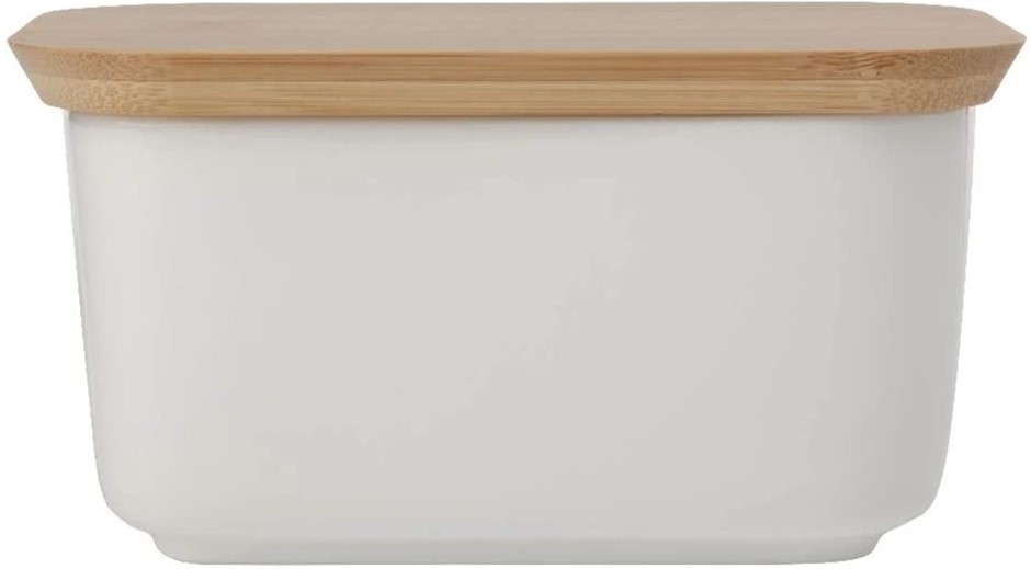 MAXWELL & WILLIAMS White Basics Butter Dish with Bamboo Lid.