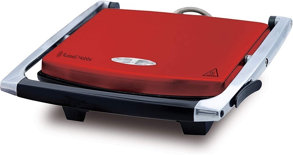 RUSSELL HOBBS Sandwich Press, Red, Model RHSP801RED, Dimensions: 39 x 14 x