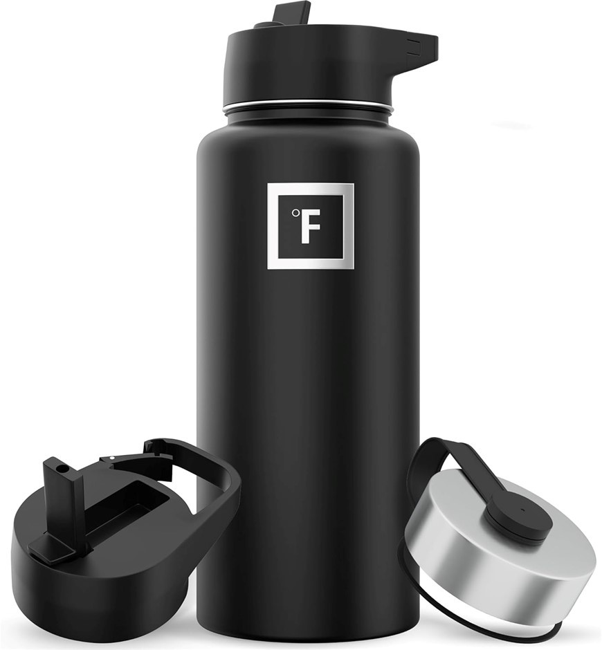 IRON FLASK Stainless Steel Wide Mouth Sports Water Bottle, 32 Oz, Double Wa