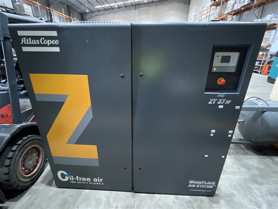 No Reserve Atlas Copco ZT37 Air Compressor w/ Air Tank 