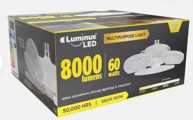 LUMINUS LED Multipurpose Light (E27). Color White.