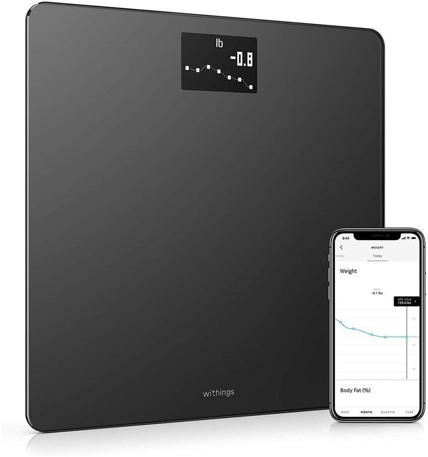 WITHINGS STORE Body Weight and BMI Wifi Scale, Colour: Black.