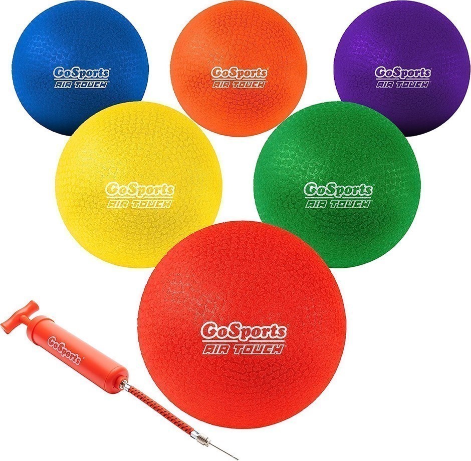 Pack of 6 x GOSPORTS Playground Balls for Kids with Carry Bag and Ball Pump