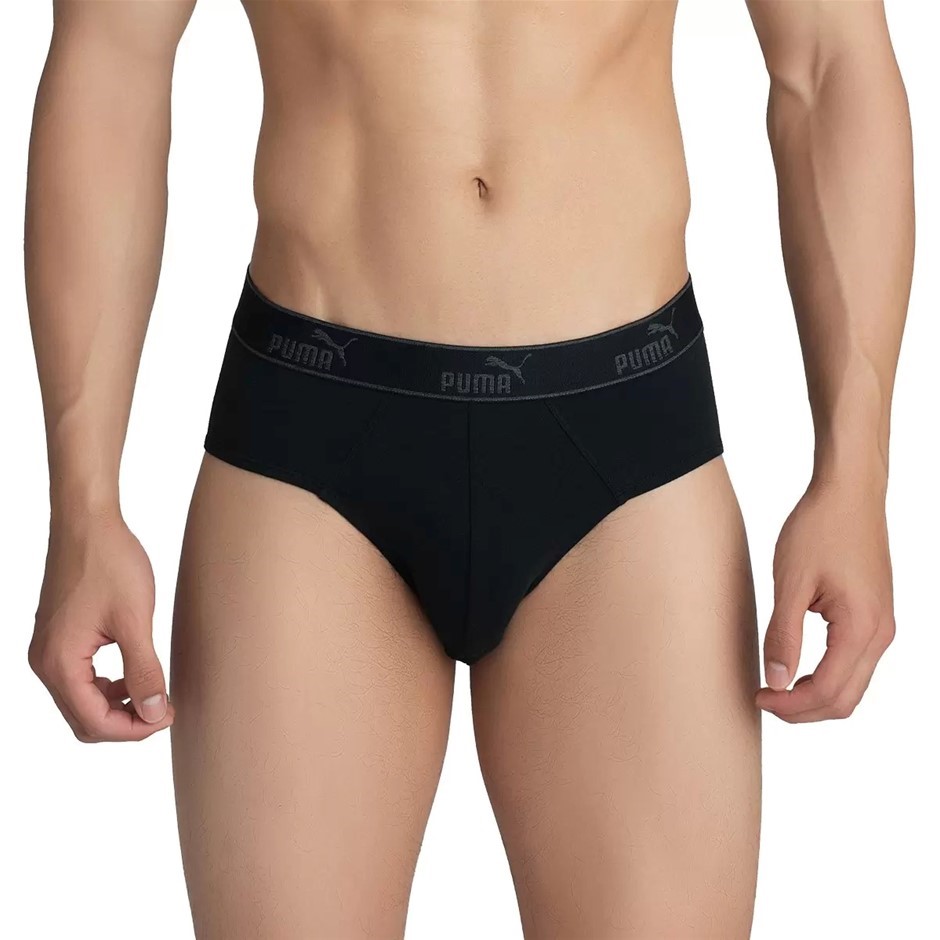 PUMA Men's 5-Pack Briefs, Size 3XL, 95% Cotton, Black.