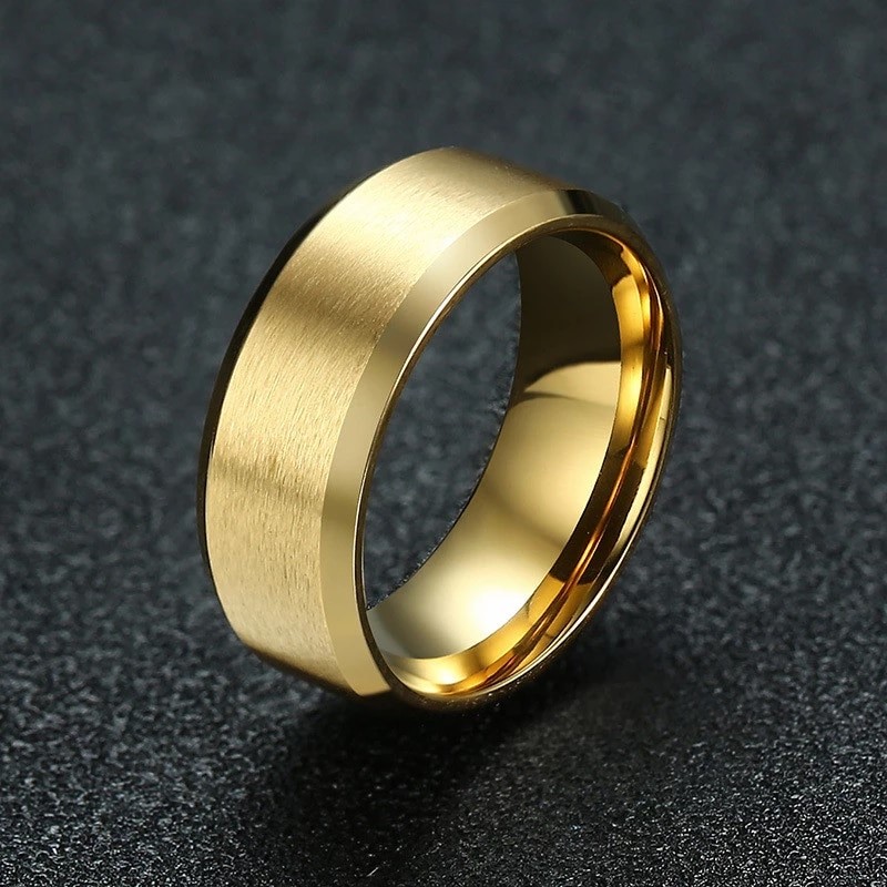 Designer Stainless Steel Band Ring in Gold - US Size 10