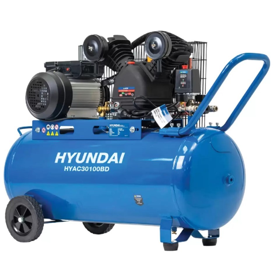 HYUNDAI Electric Piston 3 Horse Power With 100L Tank 11.1 CFM Belt Drive. M