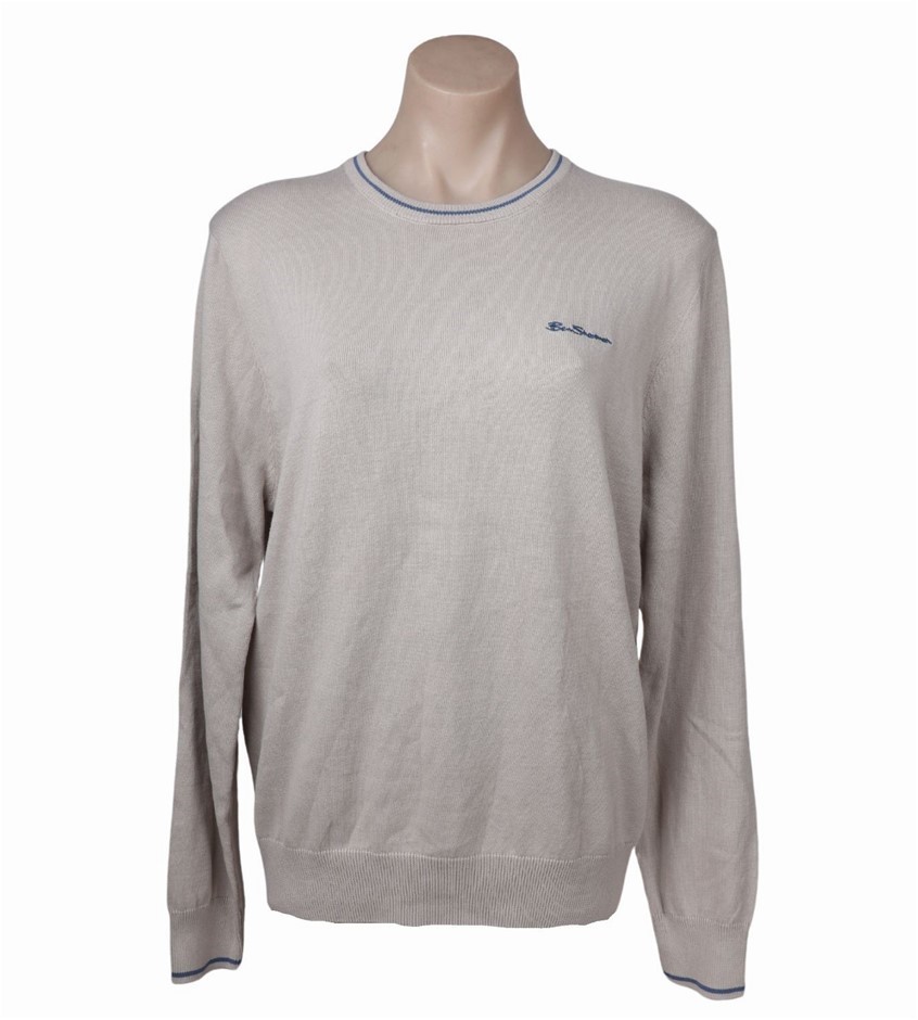 BEN SHERMAN Men's Sweater, Size M, 100% Cotton, GrayHare/BlueTipping (252).