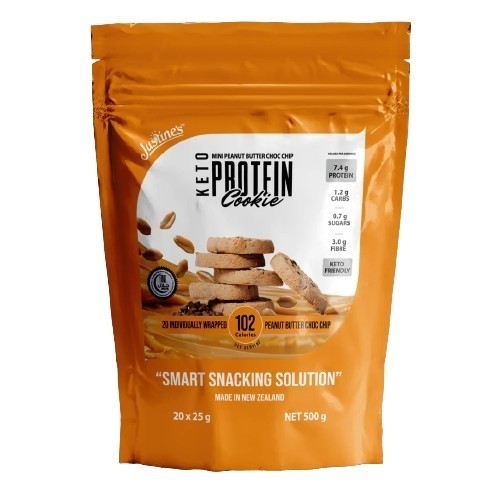 3 x Pack of 20pc JUSTINE'S Keto Protein Cookie, Mini Peanut Butter Choc Chi