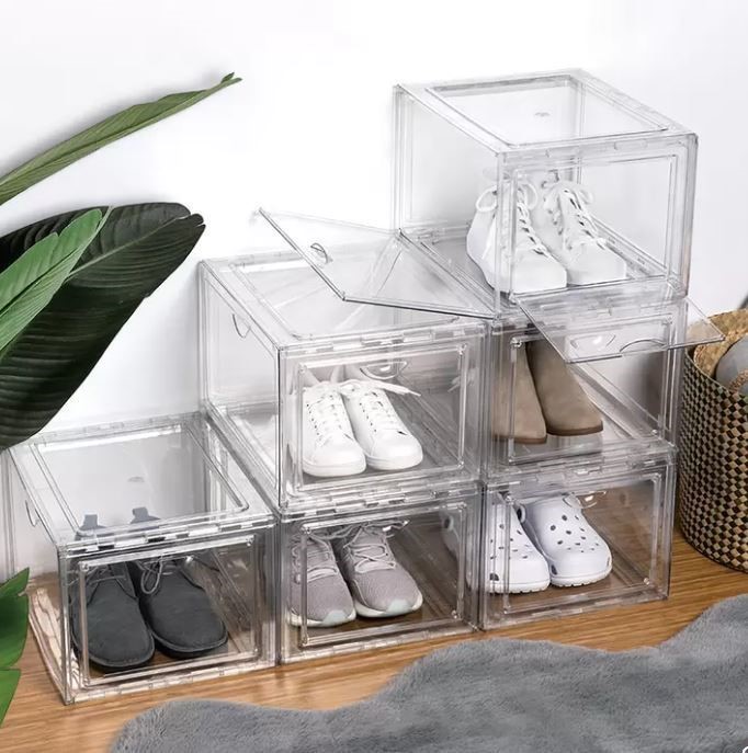 STACKABLE Shoebox And Organiser, 4-Pack. NB: 3 PCS Only.