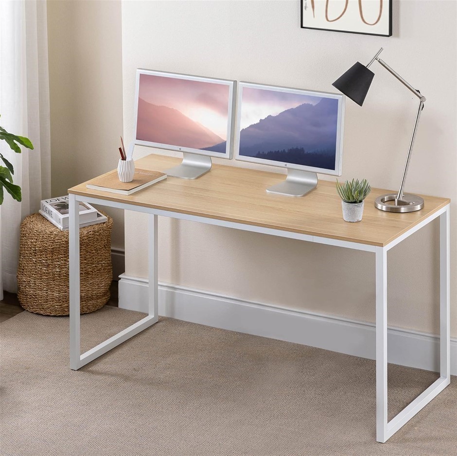 ZINUS Soho Office Desk Computer Table Strong Metal Frame, Natural, 140cm.
