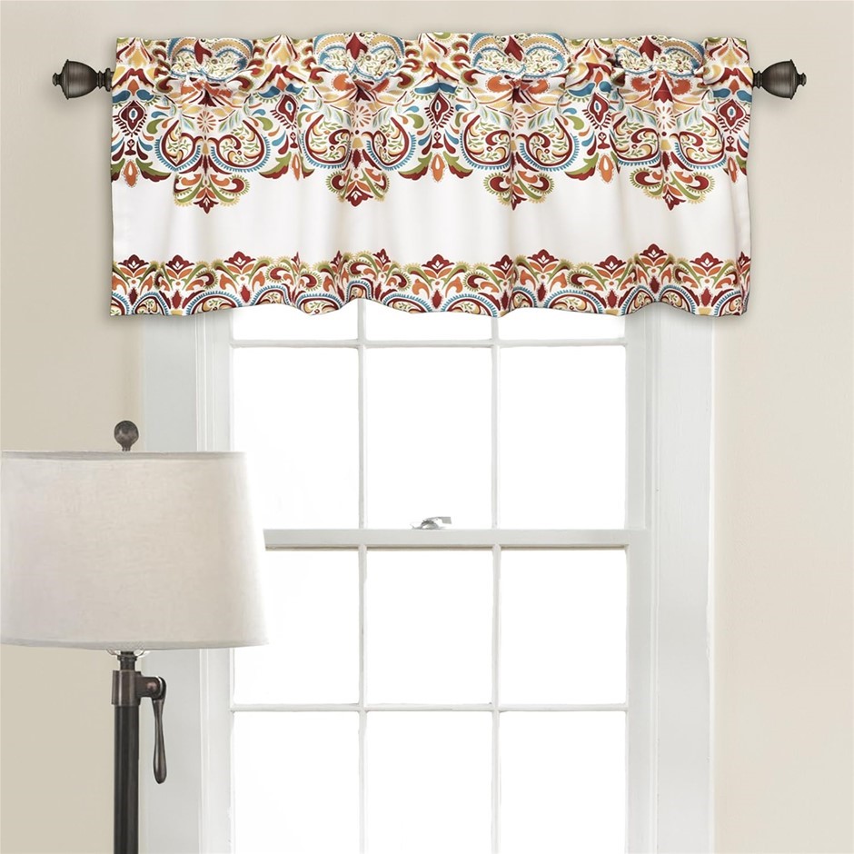 2 X LUSH DECOR Clara Room Darkening Window Curtain Valance Set, 18 inch x 5