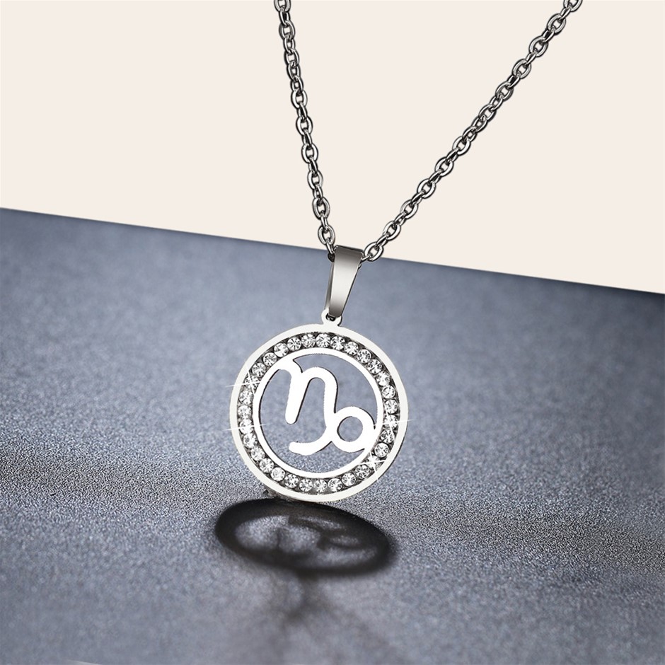 Simulated Diamond Zodiac Necklace - CAPRICORN