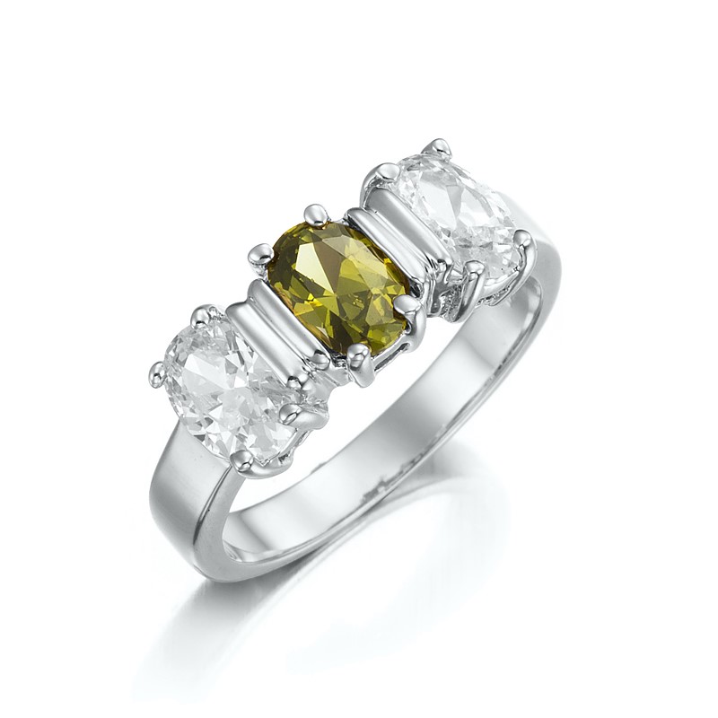 Stunning Rhodium Plated Triple CZ Ring - US Size 7