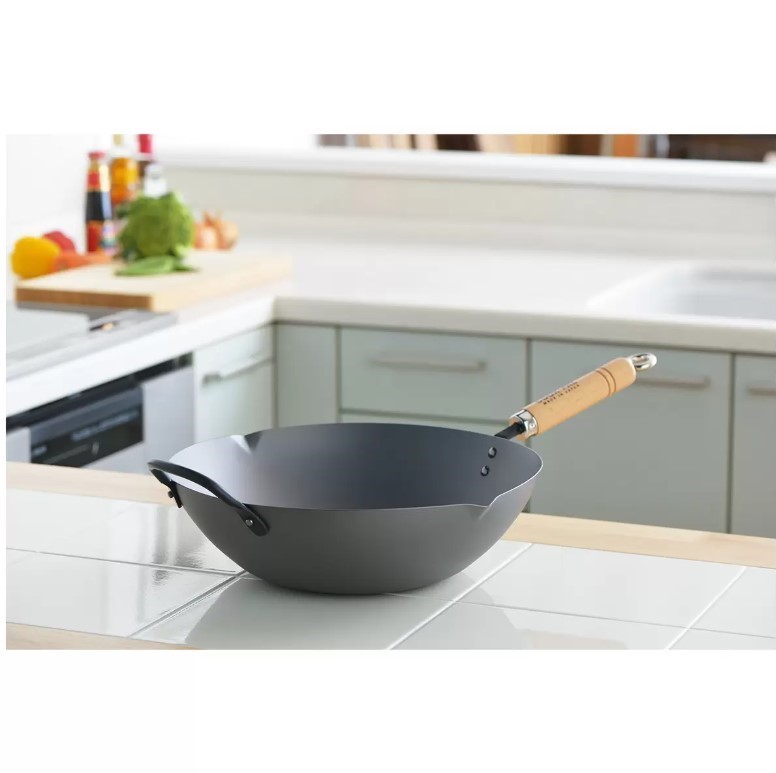 YOSHIKAWA Carbon Steel Cook-Pal Wok, 36cm.
