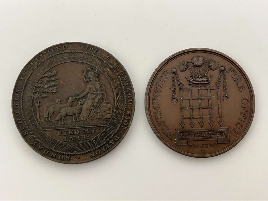 2 x GB Medals,  Westminster Fire Office, Philoinvestgists C:1717-87