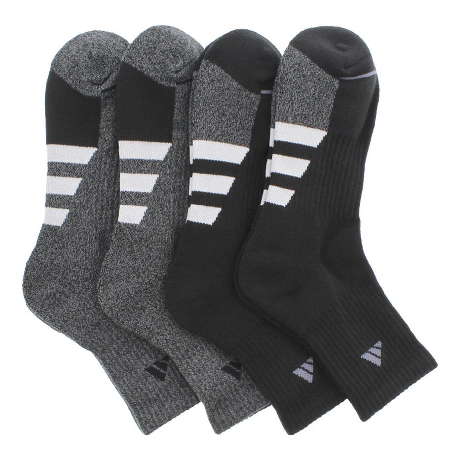 4 Pairs x ADIDAS Men's Performance Hi Quarter Socks, Shoe Size 6-12, Black/