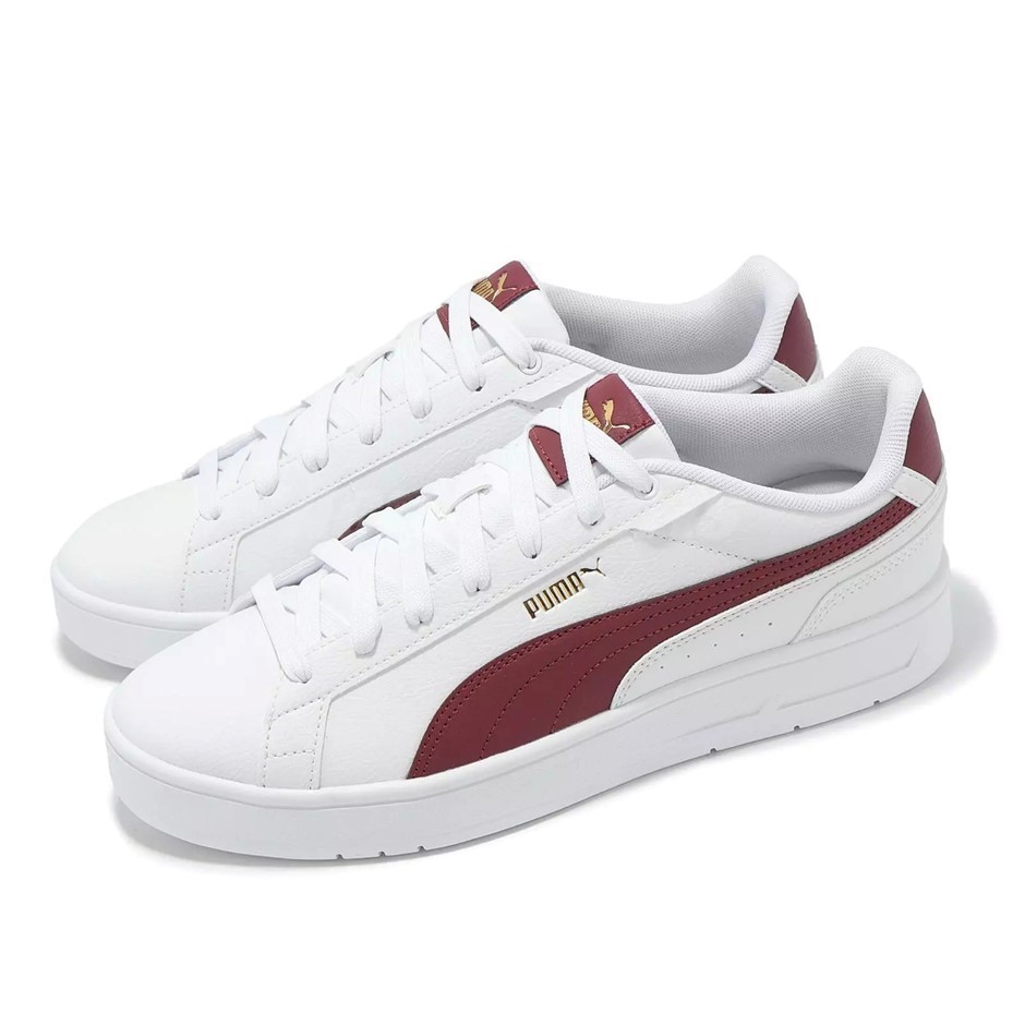 PUMA Men's Court Classico Shoes. Size US12. Colour: White/Red. Buyers Note